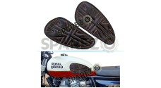 Customized Royal Enfield Interceptor 650 Leather Knee Pad Pair Union Jack Black D7